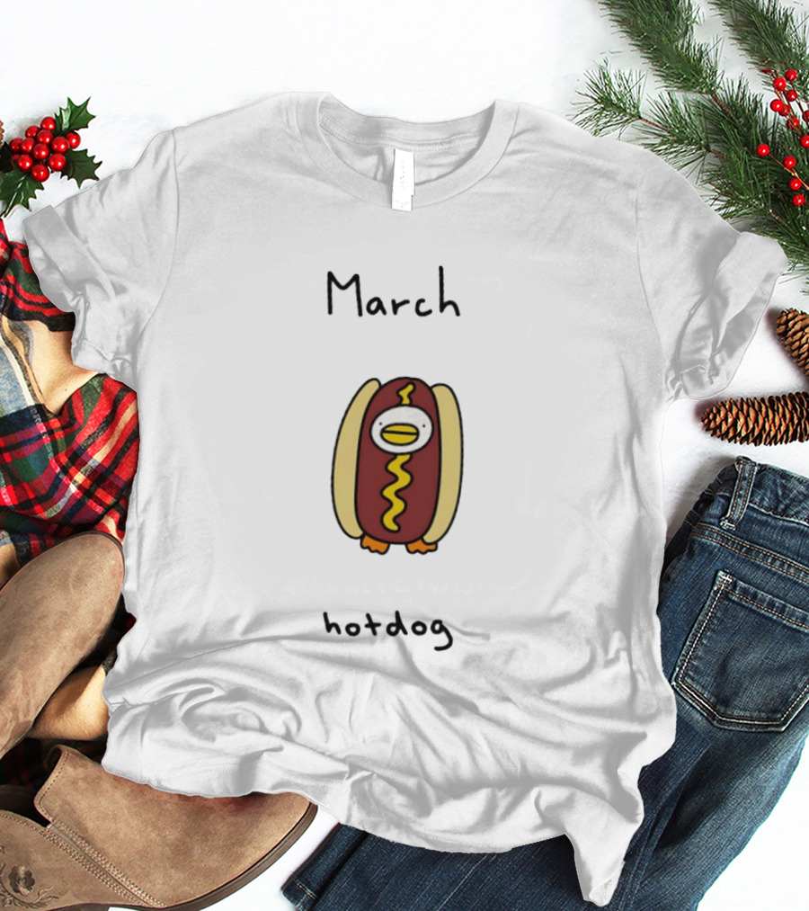 March Hotdog Cartoon Character With Food Animal T-Shirt