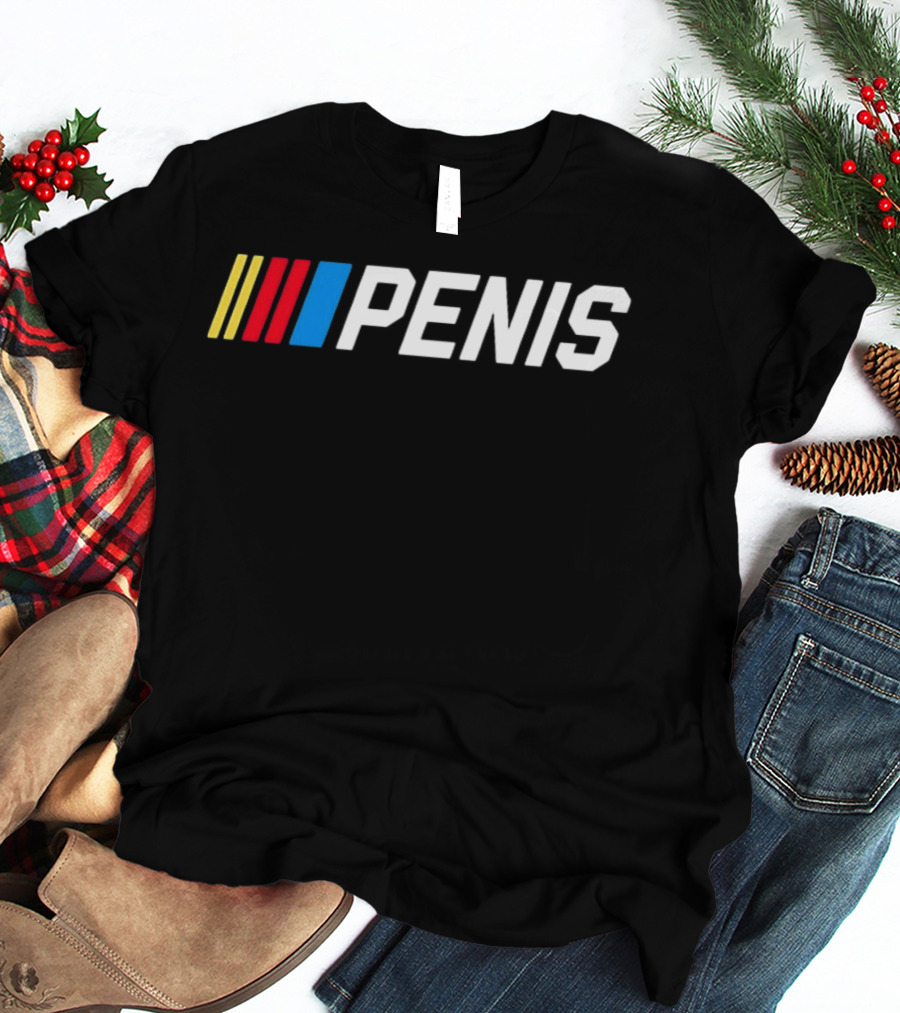 Penis NASCAR Racing With Iconic Striped T-Shirt