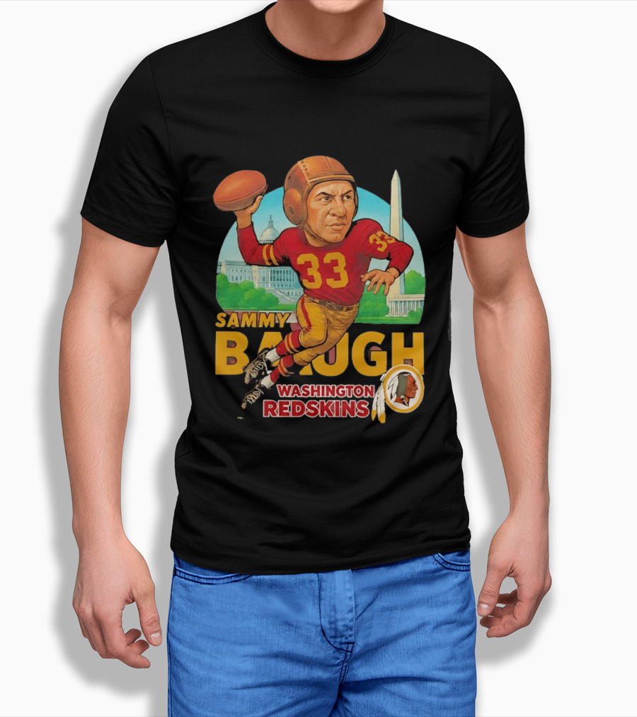Sammy Baugh Washington Redskins Caricature Number 33 Football Legend T-Shirt