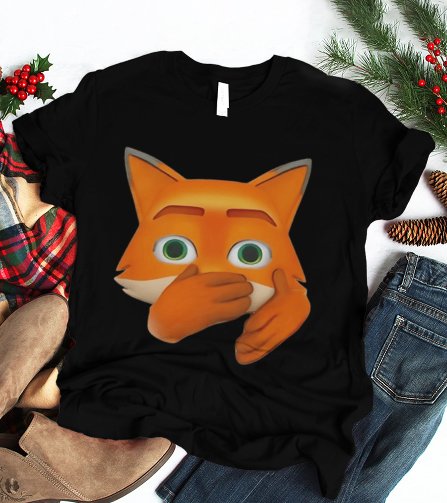 Scuba Fox Emoji Animal Covering Mouth Diving T-Shirt