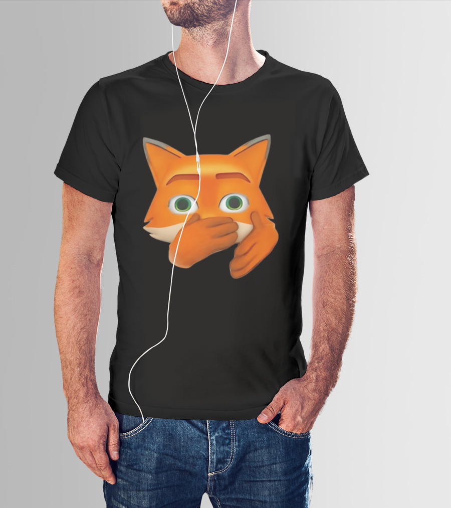 Scuba Fox Emoji Animal Covering Mouth Diving T-Shirt