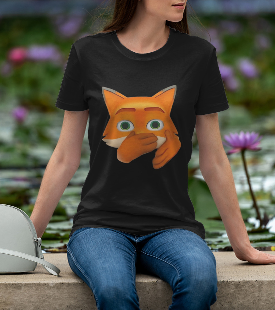 Scuba Fox Emoji Animal Covering Mouth Diving T-Shirt
