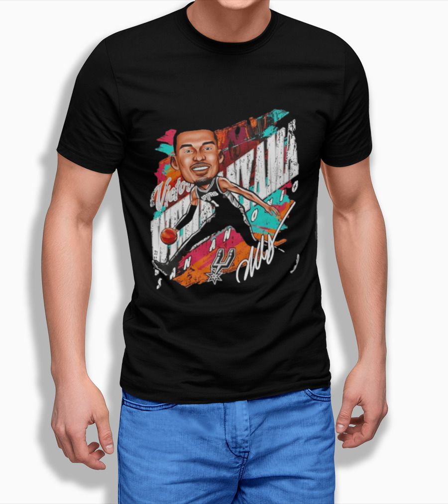 Victor Wembanyama San Antonio Spurs Basketball Cartoon T-Shirt
