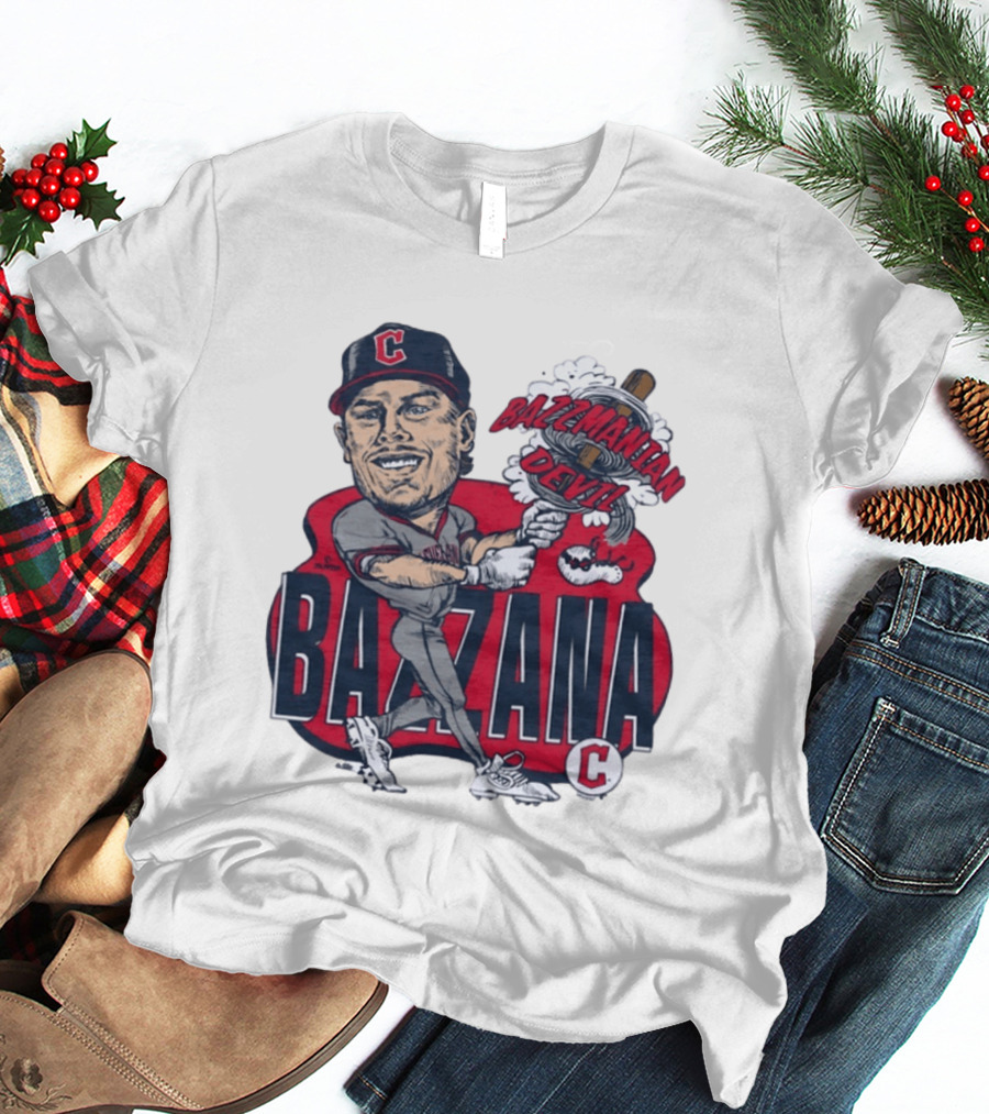 Bazzana Bazzmanian Devil Cleveland Guardians Caricature Baseball Player T-Shirt