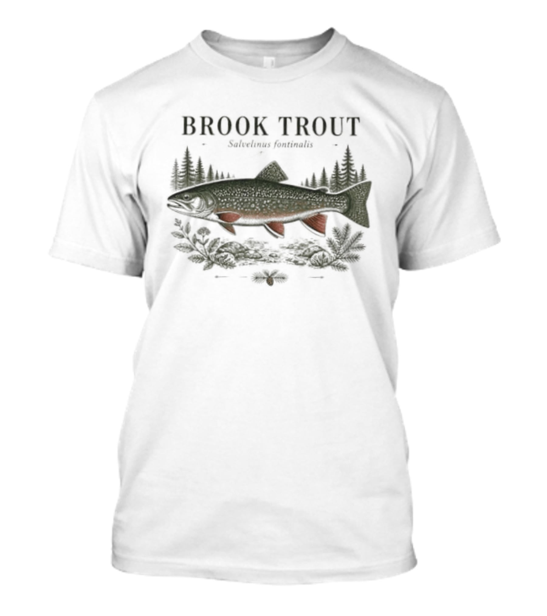 Brook Trout Salvelinus Fontinalis Forest Scene T-Shirt