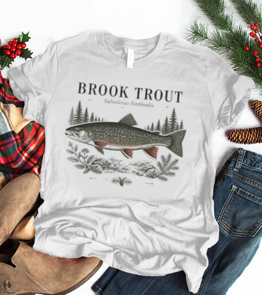 Brook Trout Salvelinus Fontinalis Forest Scene T-Shirt