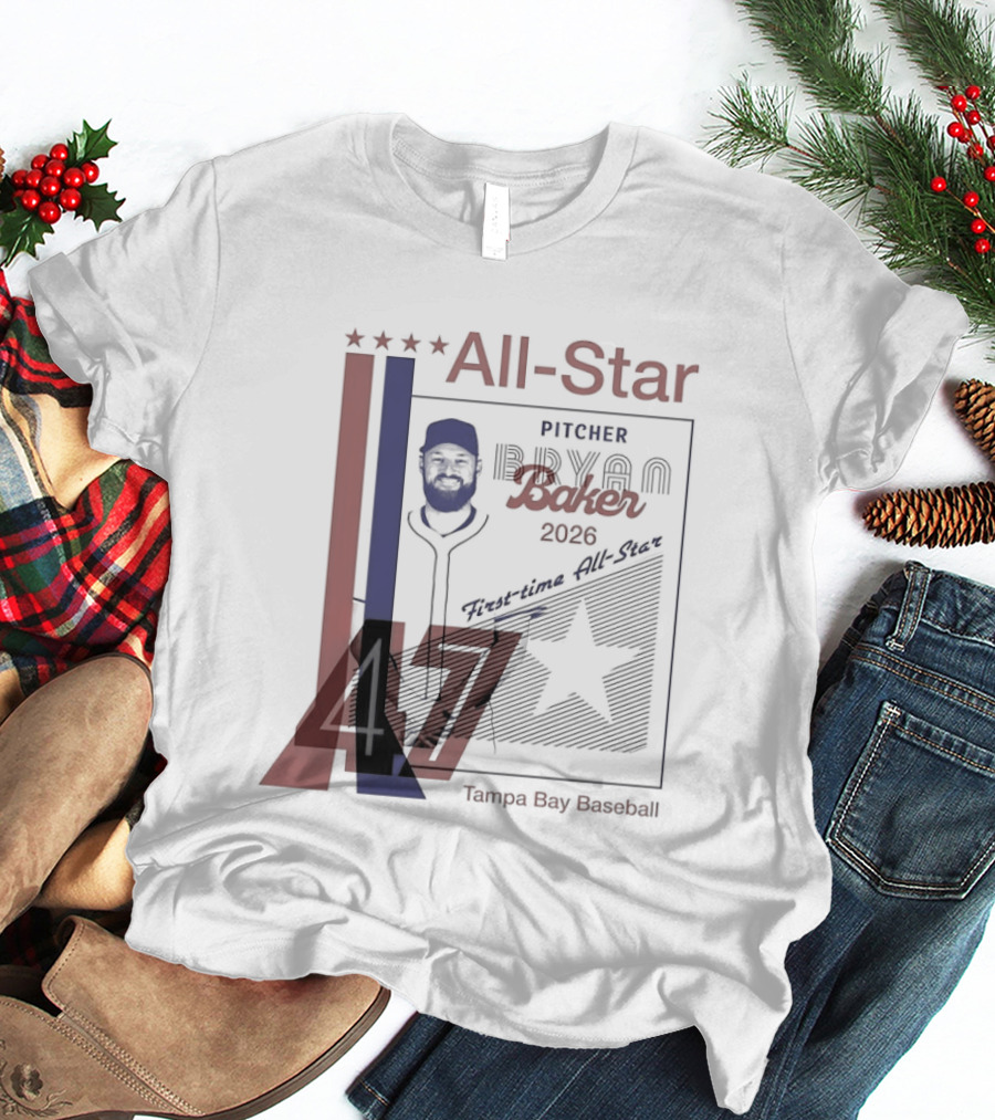 Tampa Bay Rays Bryan Baker 47 Pitcher 2026 MLB All Star T-Shirt