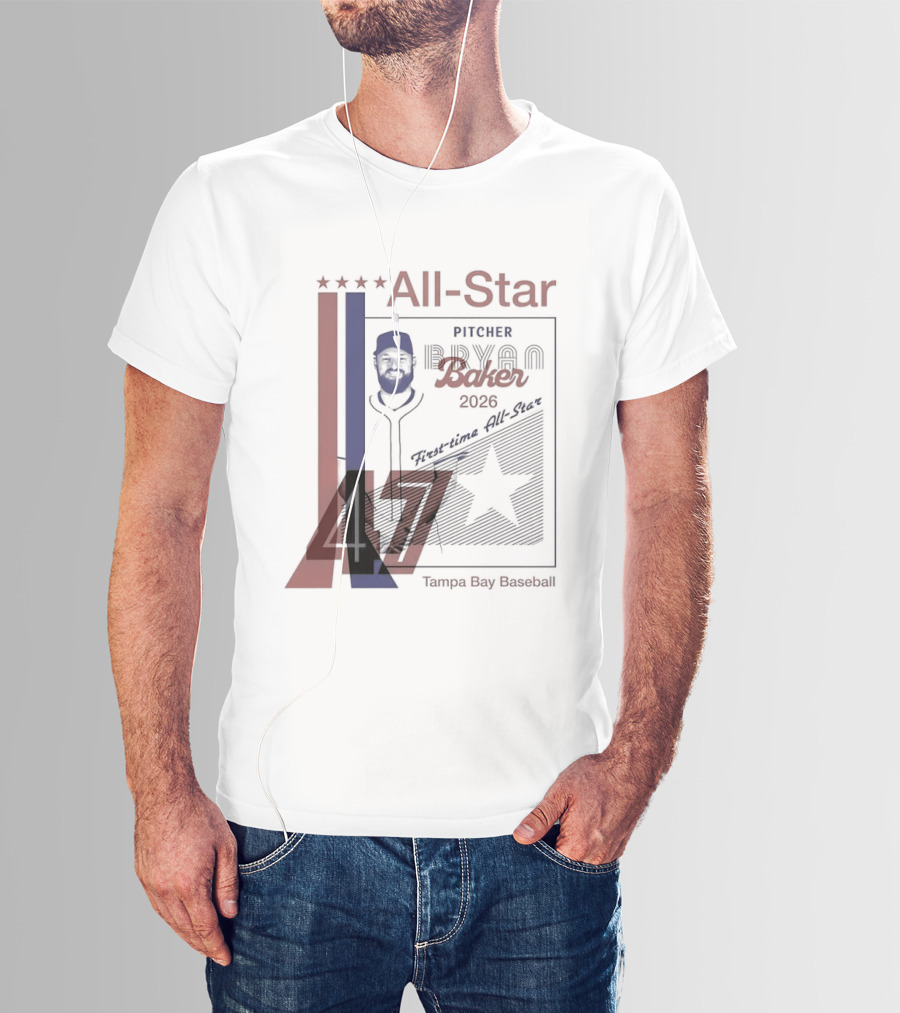 Tampa Bay Rays Bryan Baker 47 Pitcher 2026 MLB All Star T-Shirt