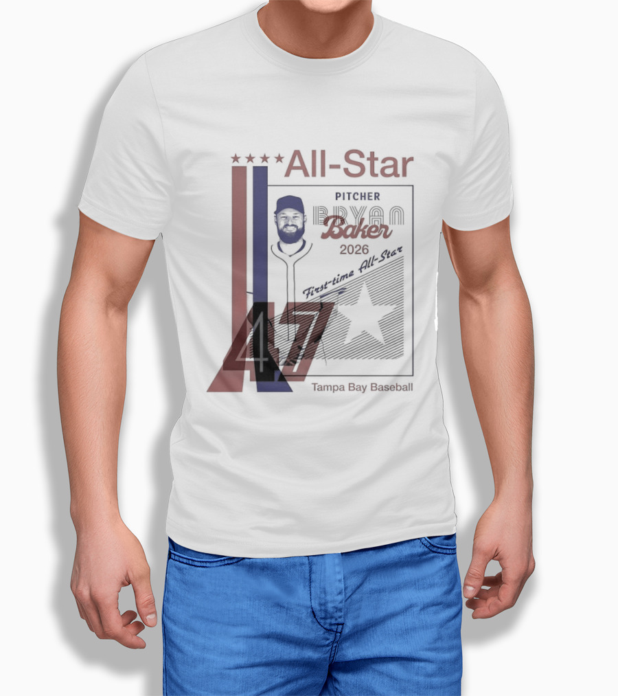 Tampa Bay Rays Bryan Baker 47 Pitcher 2026 MLB All Star T-Shirt