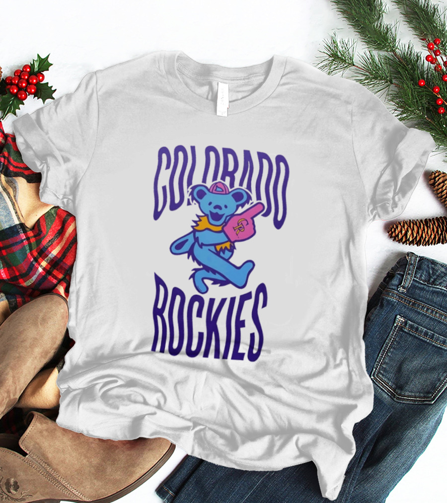 Colorado Rockies Grateful Dead Dancing Bear Sports Fan T-Shirt