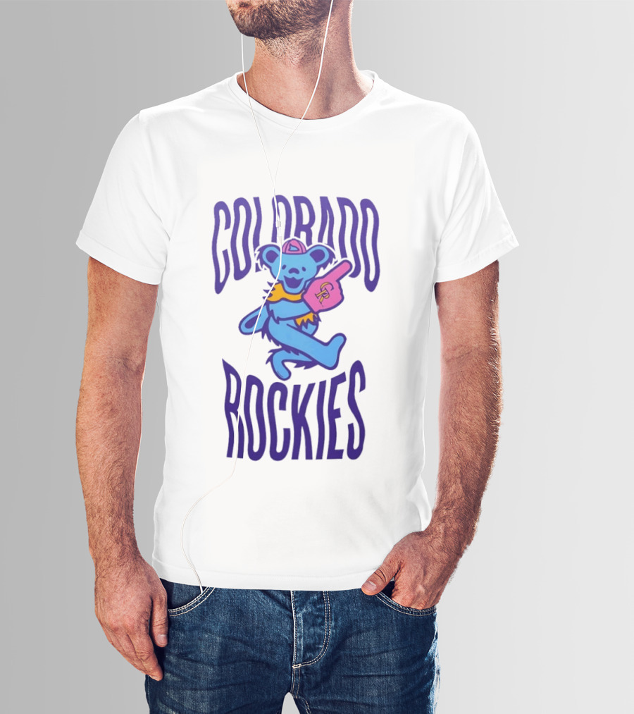 Colorado Rockies Grateful Dead Dancing Bear Sports Fan T-Shirt