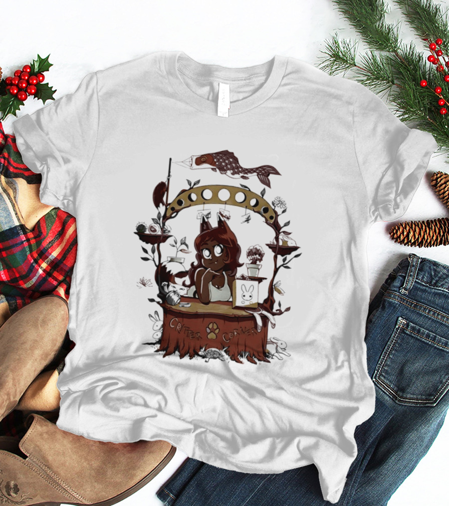 Critter Corner Fox Girl And Rabbits Anime Aesthetic T-Shirt