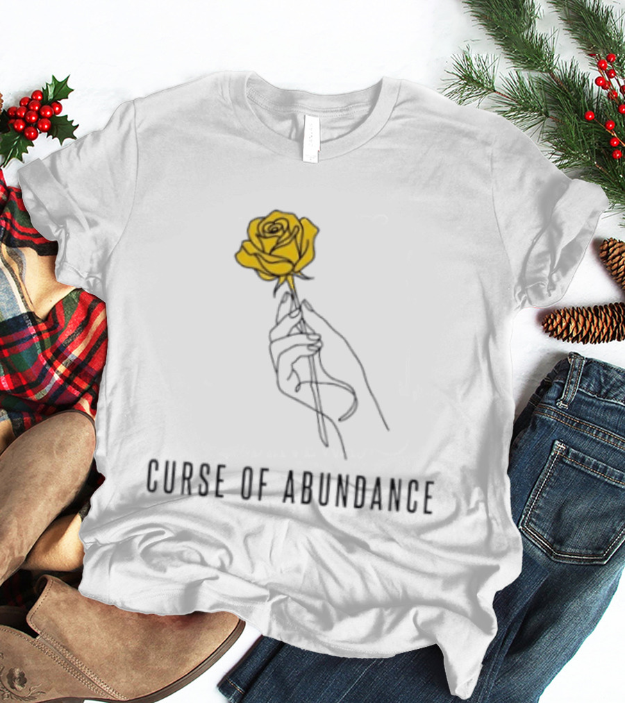 Curse Of Abundance Yellow Rose Hand Minimalist Line T-Shirt
