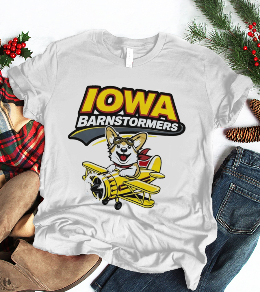 Iowa Barnstormers Corgi Pilot Airplane T-Shirt