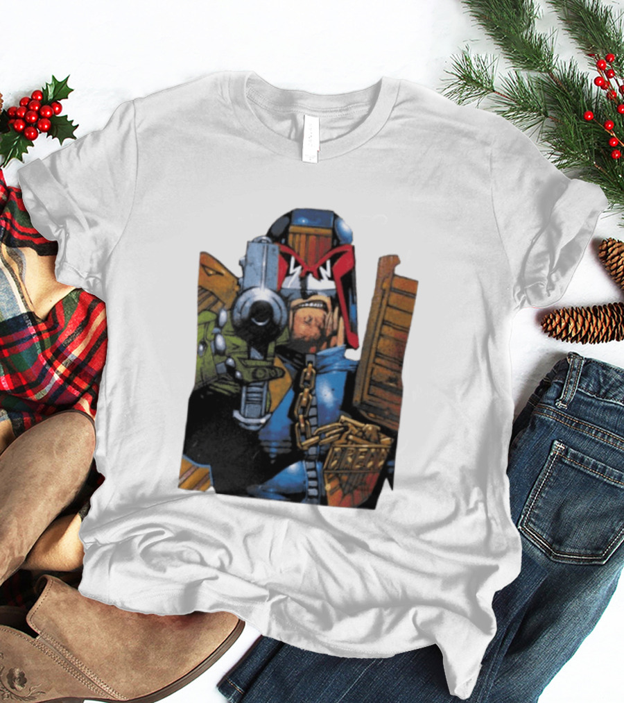 Judge Dredd 2000 AD Comic Book Character With Iconic Outfit T-Shirt