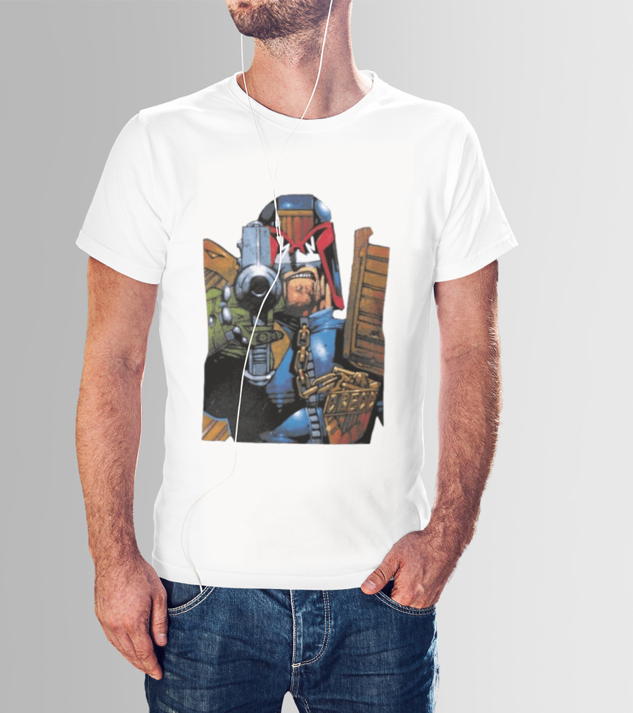 Judge Dredd 2000 AD Comic Book Character With Iconic Outfit T-Shirt