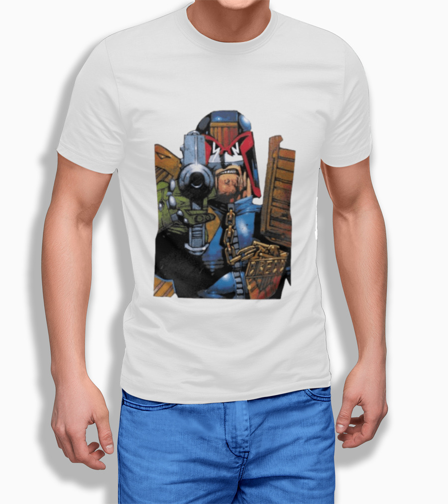 Judge Dredd 2000 AD Comic Book Character With Iconic Outfit T-Shirt