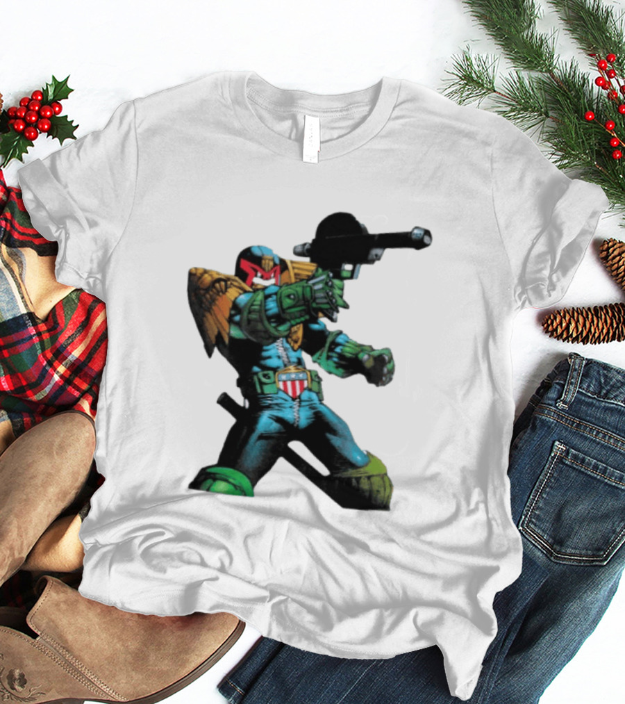 Judge Dredd Lawgiver Comic Book Character With Iconic Helmet T-Shirt