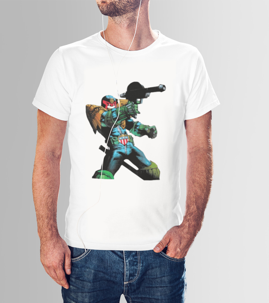 Judge Dredd Lawgiver Comic Book Character With Iconic Helmet T-Shirt