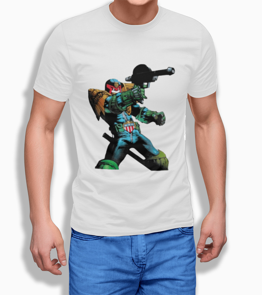 Judge Dredd Lawgiver Comic Book Character With Iconic Helmet T-Shirt