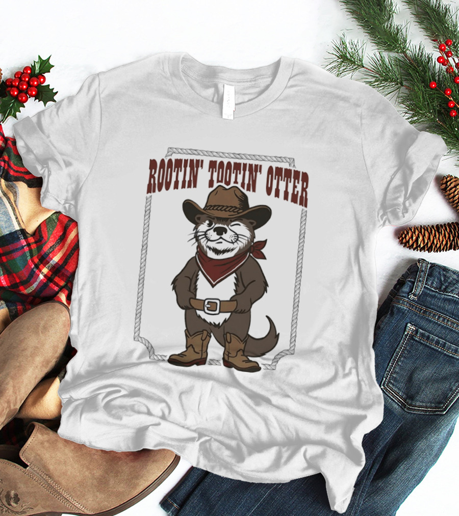 Rootin' Tootin' Otter Cowboy Western Animal Rustler T-Shirt