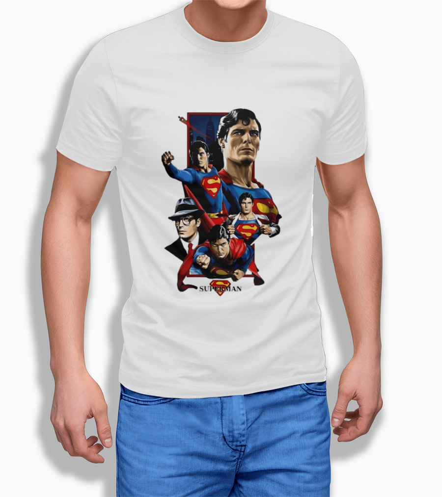 Superman Collage Classic Iconic Characters With S T-Shirt
