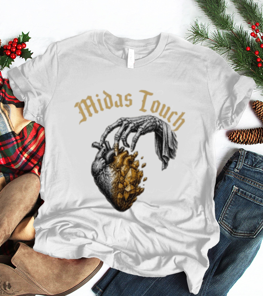 Midas Touch Skeleton Hand Crystal Heart T-Shirt