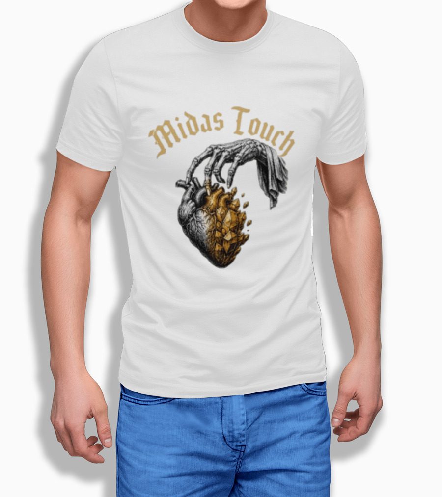 Midas Touch Skeleton Hand Crystal Heart T-Shirt