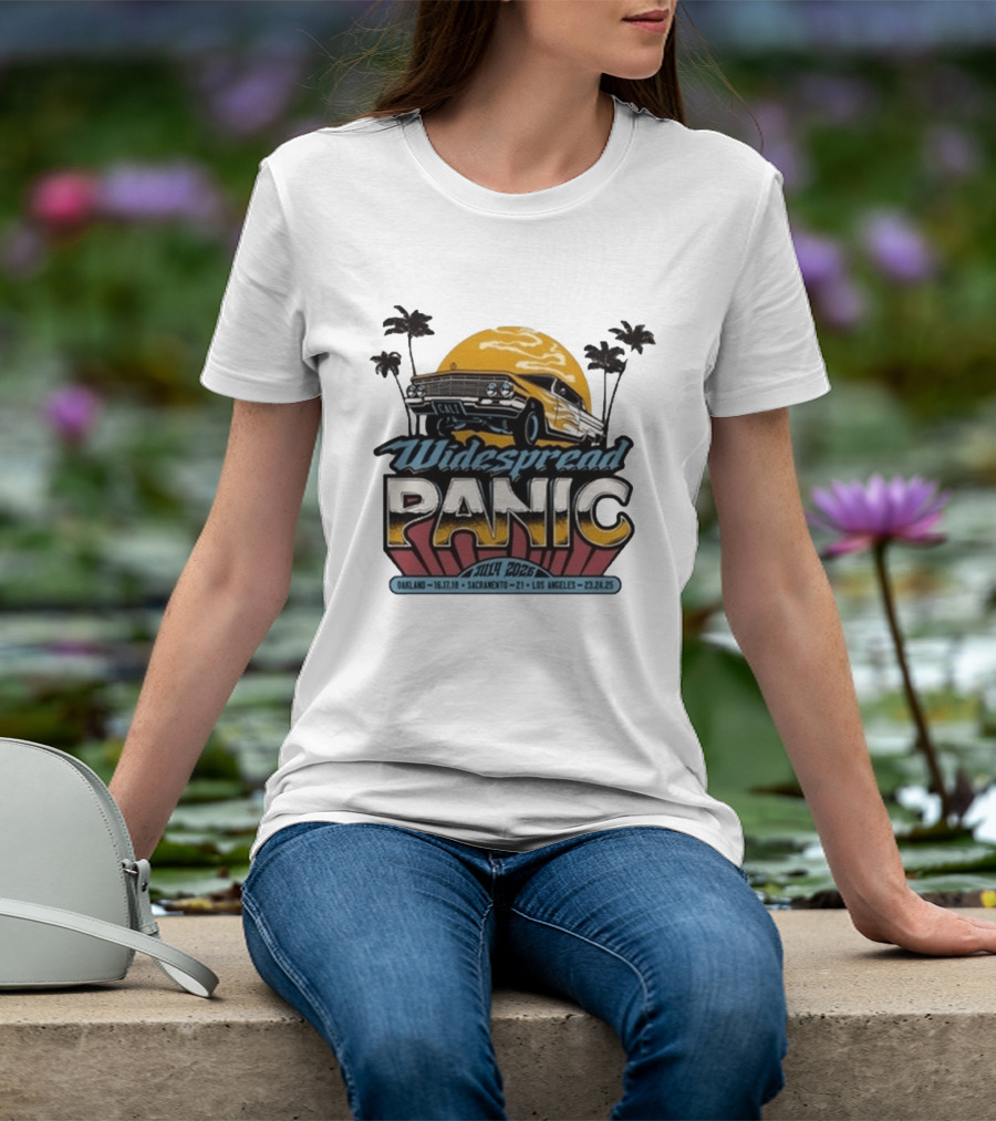 Widespread Panic Summer Tour 2026 Oakland Sacramento Los Angeles Classic Car Palm Trees T-Shirt