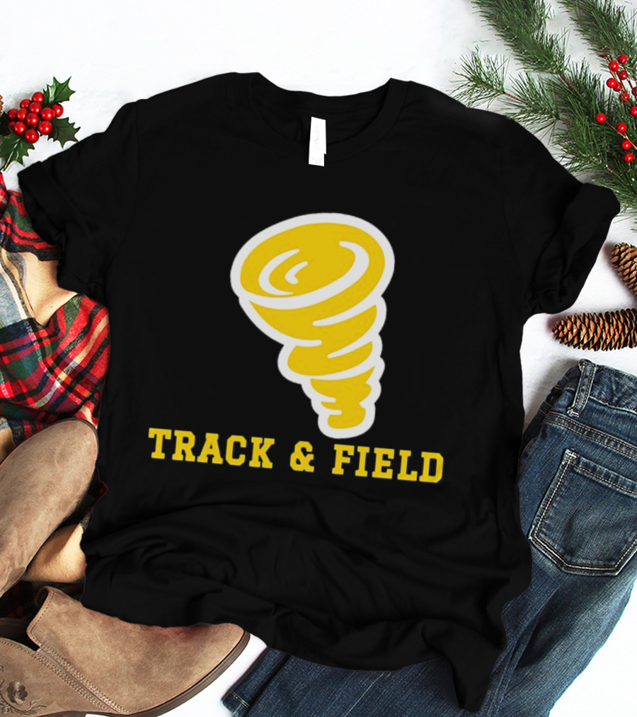 Tornado Track And Field Yellow Swirl Team Athletics T-Shirt