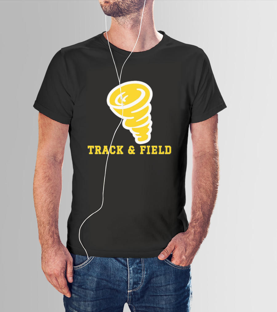 Tornado Track And Field Yellow Swirl Team Athletics T-Shirt