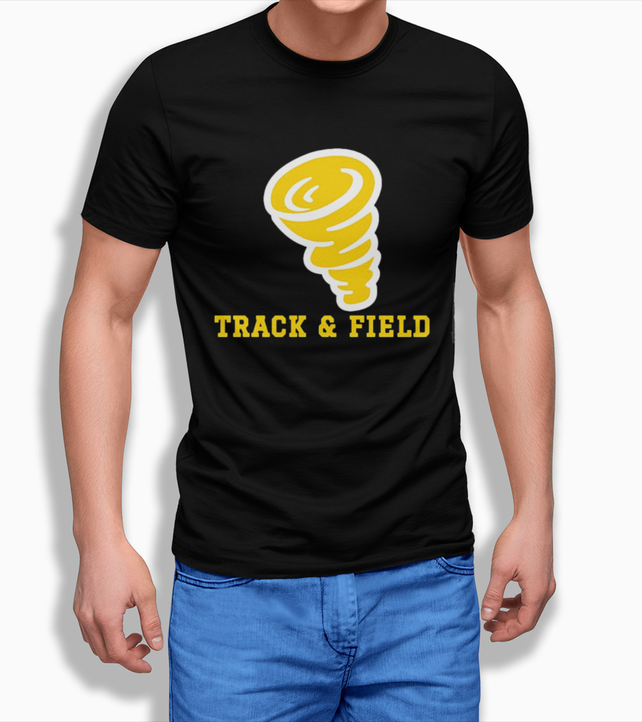 Tornado Track And Field Yellow Swirl Team Athletics T-Shirt