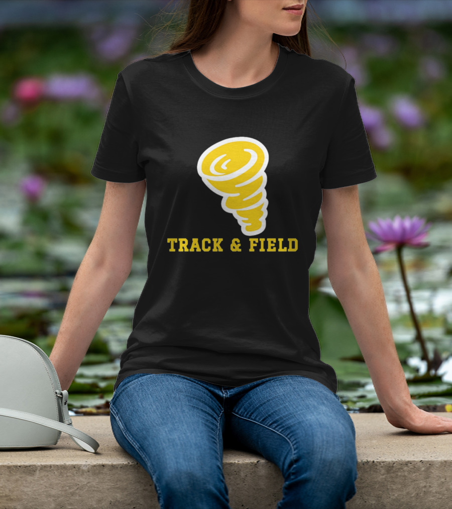Tornado Track And Field Yellow Swirl Team Athletics T-Shirt