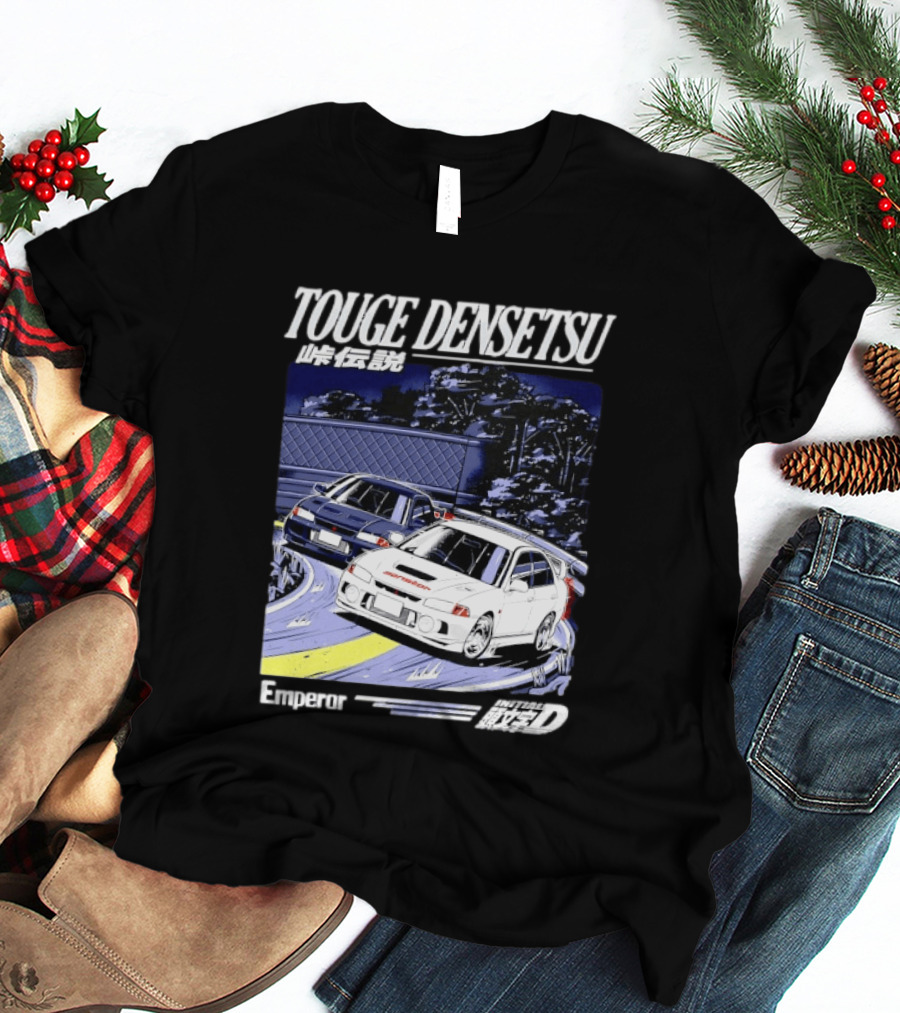 Touge Densetsu Emperor Initial D Mitsubishi Lancer Evolution Racing Scene T-Shirt
