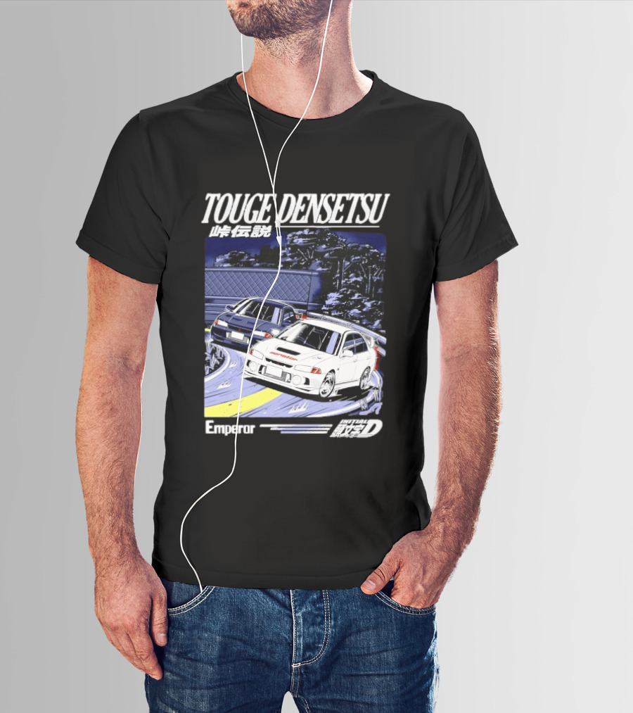 Touge Densetsu Emperor Initial D Mitsubishi Lancer Evolution Racing Scene T-Shirt