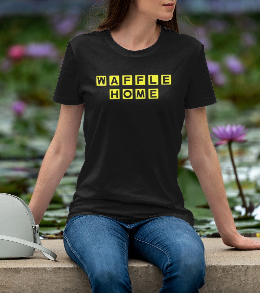 Waffle Home Breakfast Diner Yellow Block Letters T-Shirt