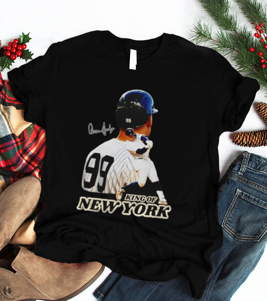 Aaron Judge 99 King Of New York Yankees Baseball Player Signed T-Shirt