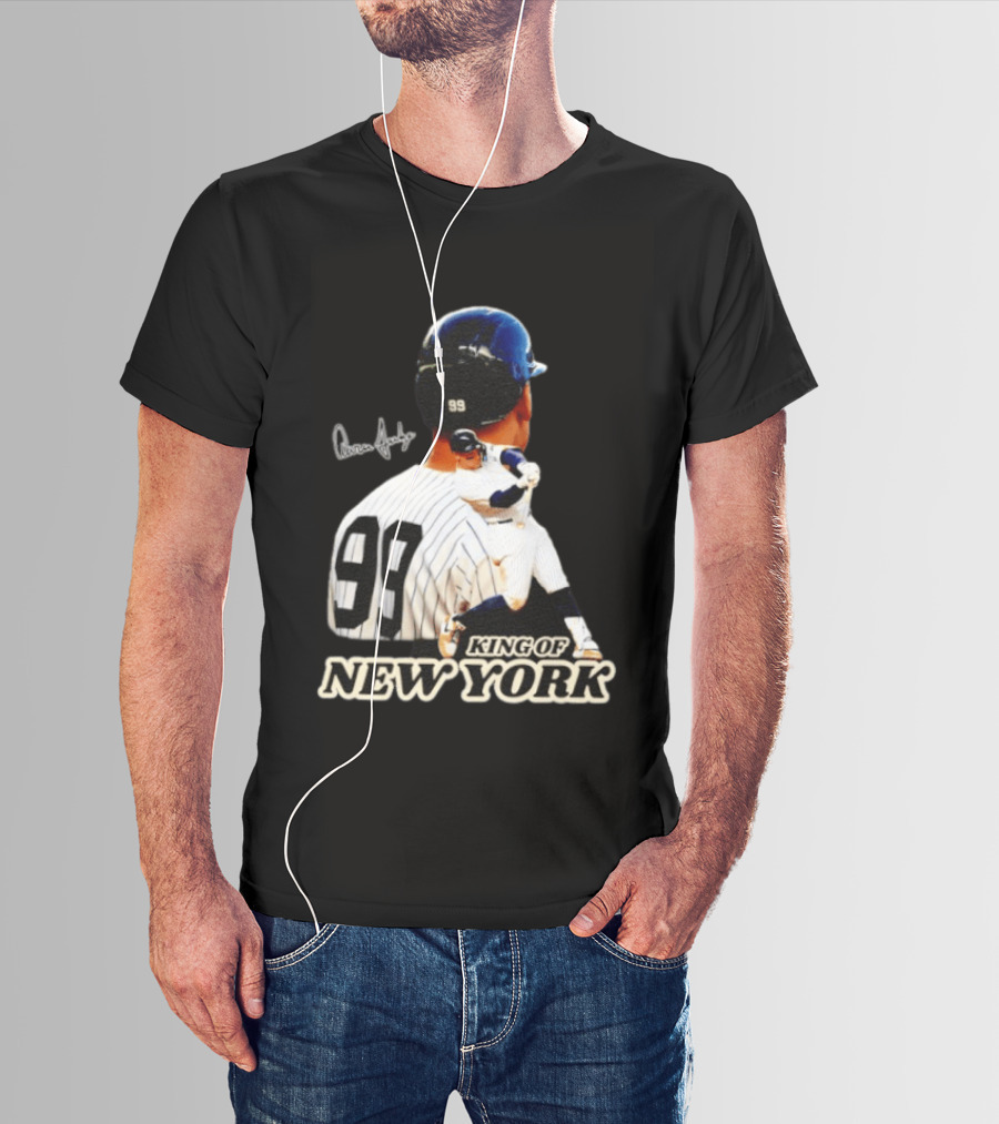 Aaron Judge 99 King Of New York Yankees Baseball Player Signed T-Shirt