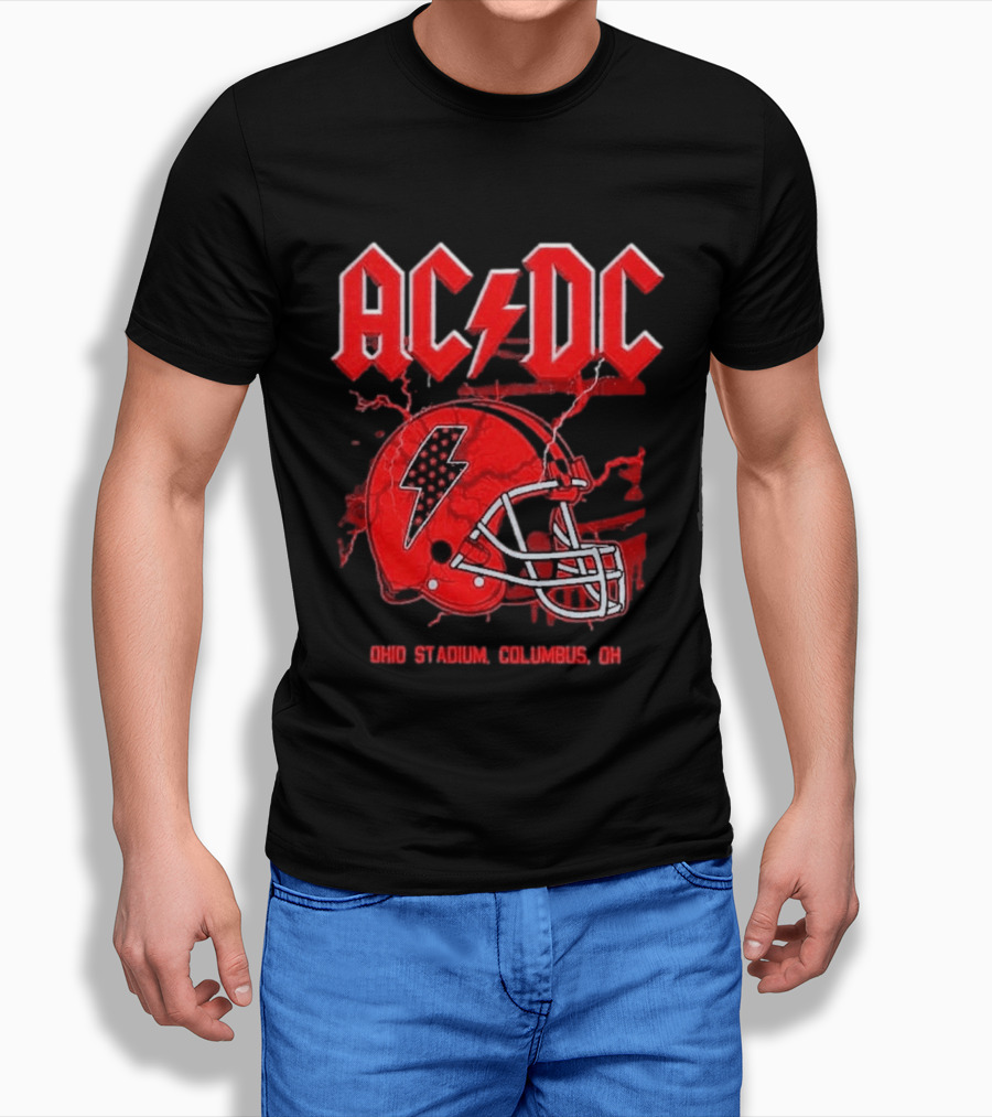 ACDC Pwr Up Tour 2026 Ohio Stadium Columbus Exclusive July 15 Lightning Bolt Helmet T-Shirt