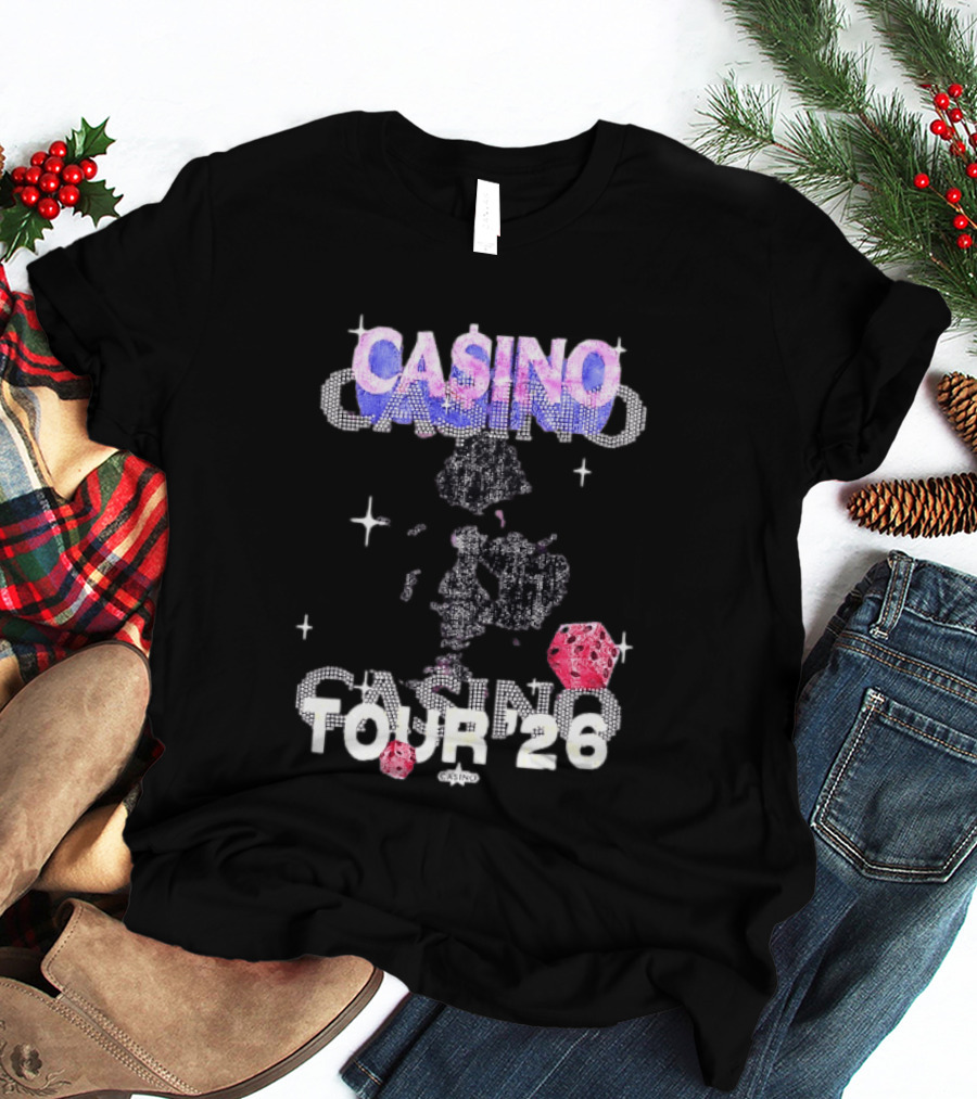 Casino Tour '26 Dice Gambling Las Vegas Sparkle Dice Stars T-Shirt