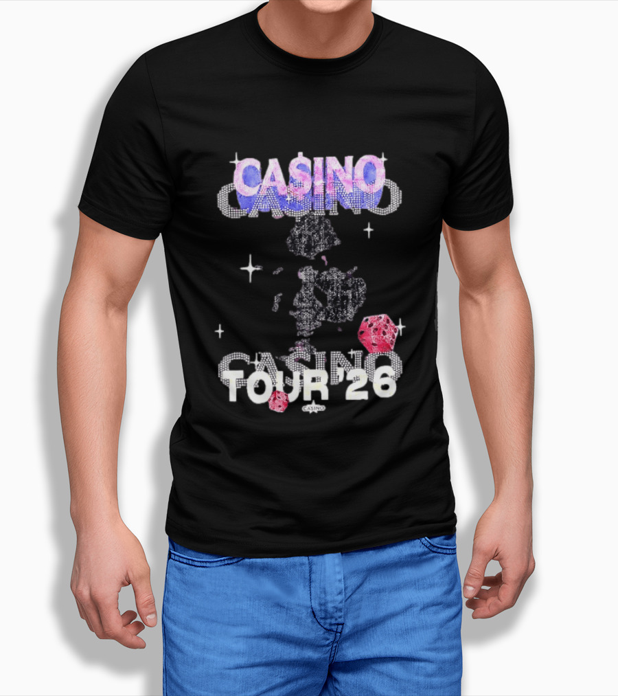 Casino Tour '26 Dice Gambling Las Vegas Sparkle Dice Stars T-Shirt