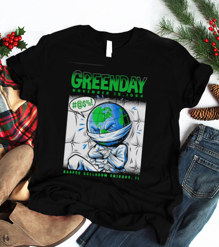 Greenday November 18 1994 Aragon Ballroom Chicago IL Earth T-Shirt