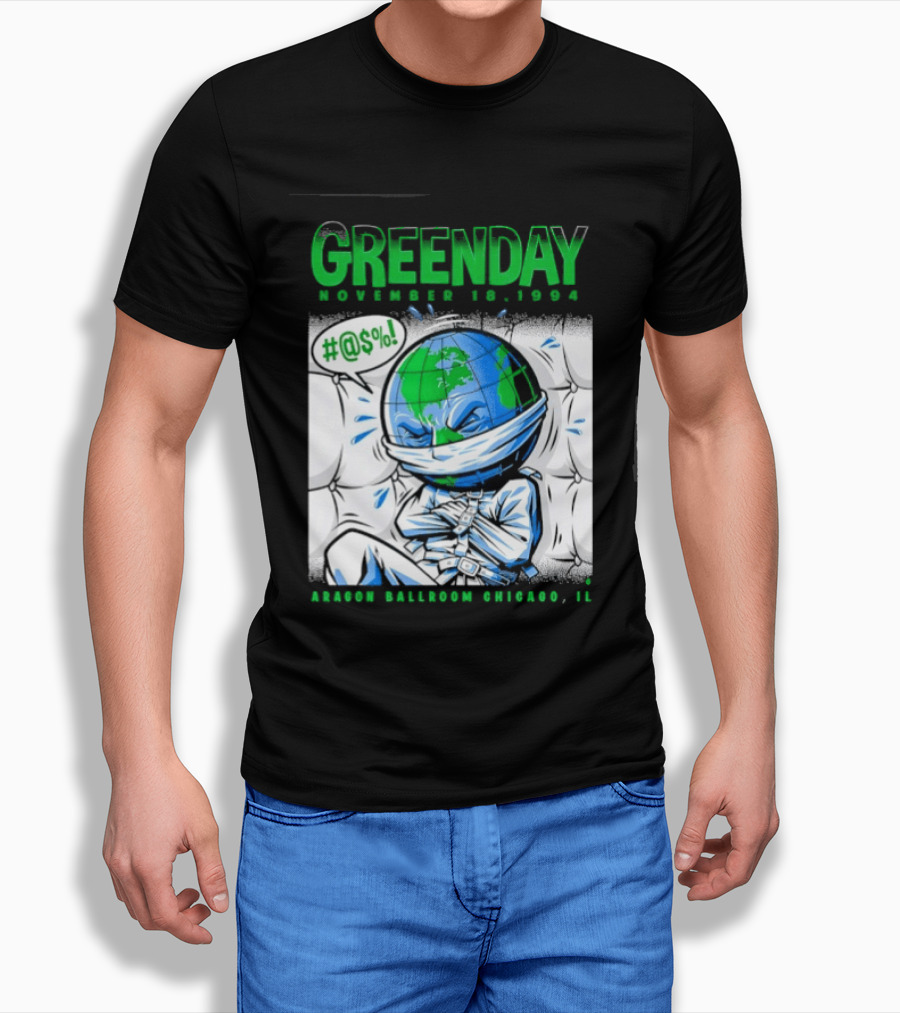 Greenday November 18 1994 Aragon Ballroom Chicago IL Earth T-Shirt