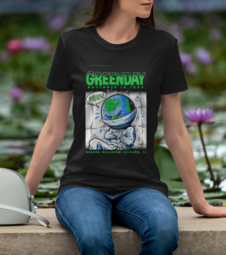 Greenday November 18 1994 Aragon Ballroom Chicago IL Earth T-Shirt