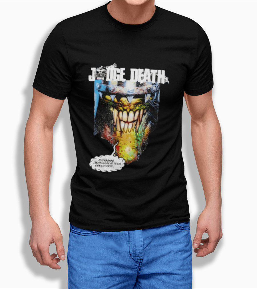 Judge Death 2000 AD Comic Book Character Jugggge Deathhhh At Your Sssservice T-Shirt