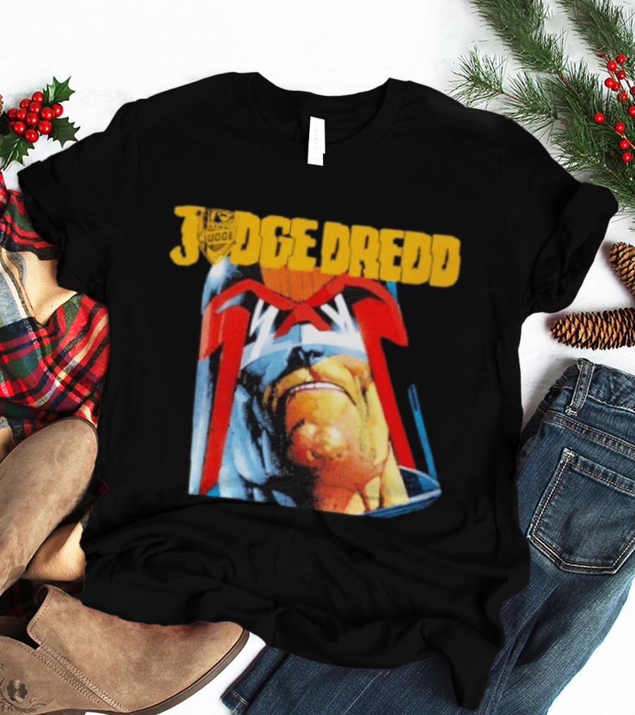 Judge Dredd Face Of Justice Iconic 2000 AD Comic Book Cover T-Shirt