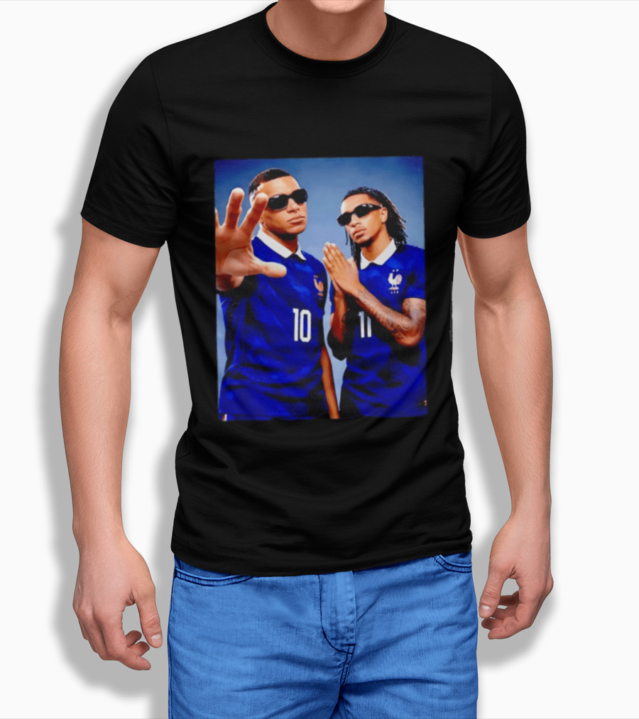 Kylian Mbappe Ousmane Dembele France National Football Team Jersey Blue T-Shirt