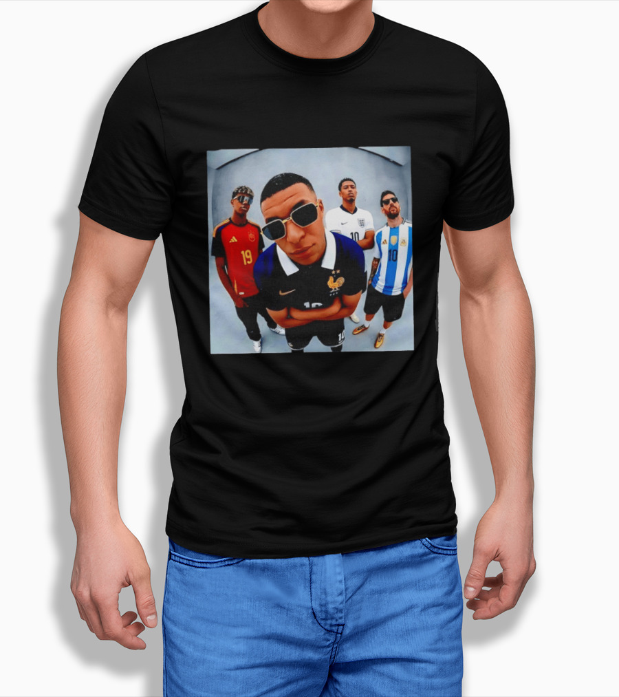 Kylian Mbappe Jude Bellingham Lionel Messi Football Stars Selfie Spain England Argentina France T-Shirt