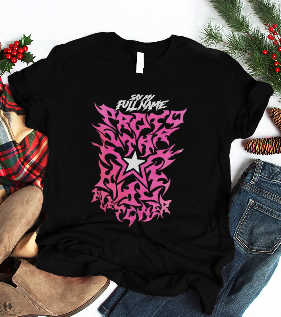 Pretty Peter Avalon Say My Full Name Star Pink Text AEW T-Shirt