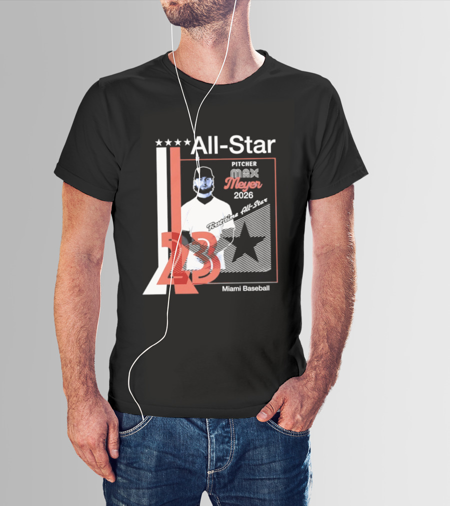 All Star Pitcher Max Meyer 23 Miami Baseball 2026 T-Shirt